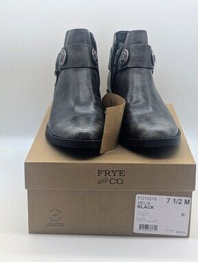 Frye and Co. Helia Distressed Black Ankle Boots